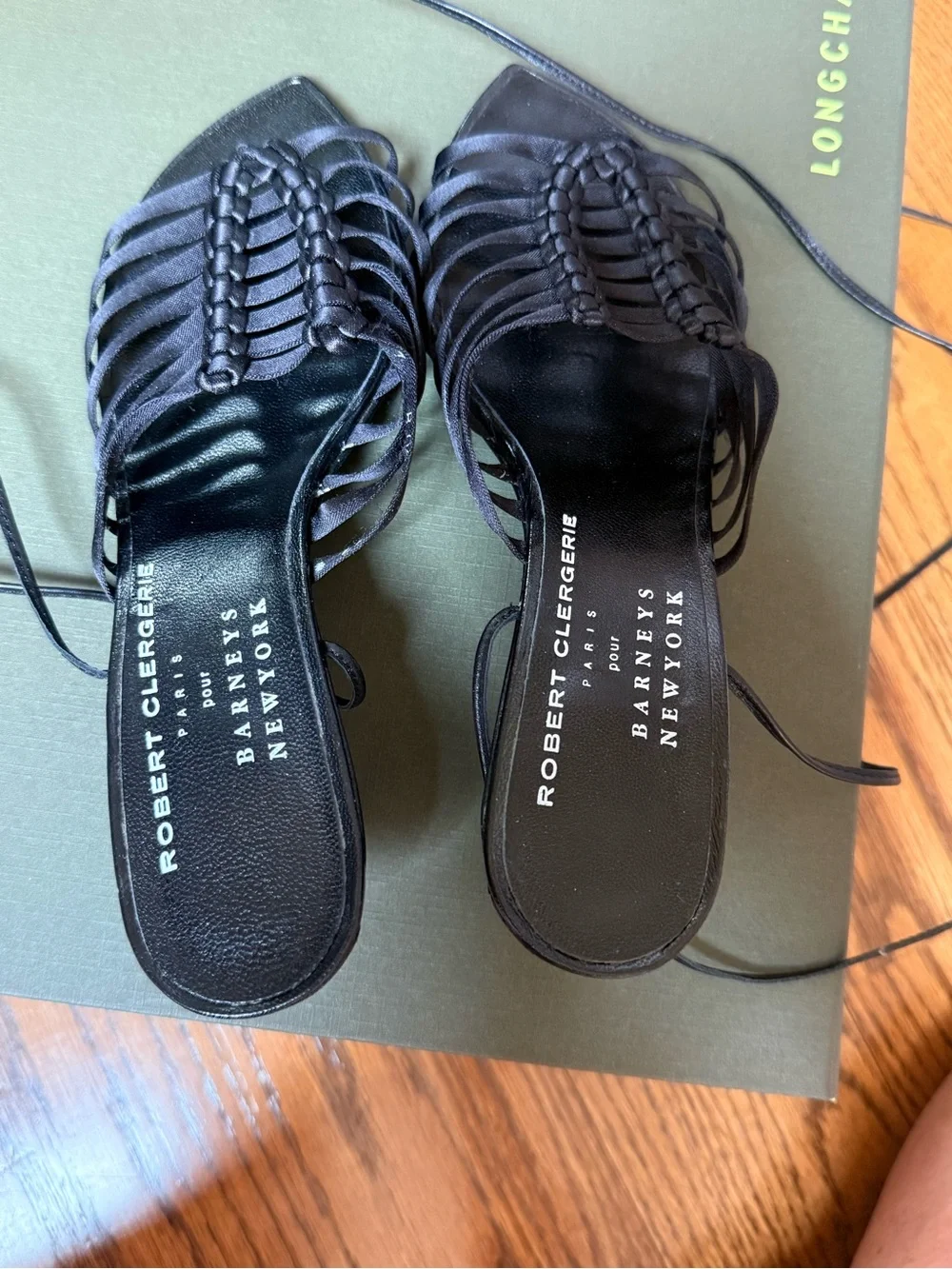 Vintage Robert Clergerie Black Strappy Lace-Up Heeled Sandals